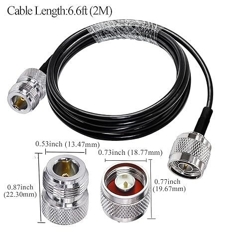 RG58 Coaxial Jumper Cable – N Male to N Female Low Loss RF Extension Cable (2M / 6.6FT) -Pack -1