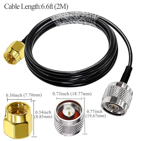 RG58 6.6 feet (2M) Low Loss WiFi Antenna Extension Cable -Pack -1