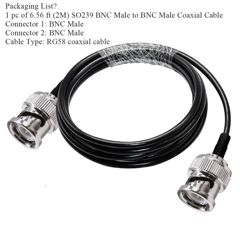 BNC Male to BNC Male RG58 50 Ohm – 6.6ft (2M) Coaxial Jumper - Pack - 1