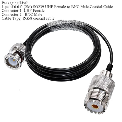 RG58 Jumper Cable 6.6ft (2M) BNC Male to UHF Female Jumper Cable