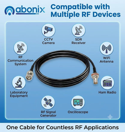 ABONIX BNC Male to BNC Female Bulkhead Cable 2M (6.56FT), RG174 50 Ohm