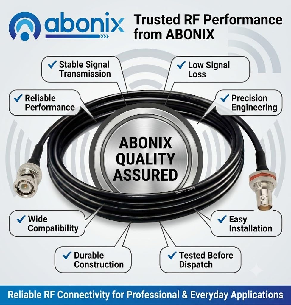 ABONIX BNC Male to BNC Female Bulkhead Cable 2M (6.56FT), RG174 50 Ohm