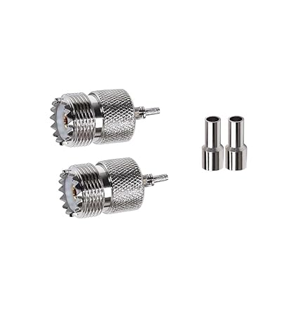 UHF Crimp On Connectors SO239 PL259 Female Jack Crimp Coax Adapter PL-259 Connector for RG316 RG179 Cable (Pack of 2)