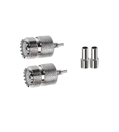 UHF Crimp On Connectors SO239 PL259 Female Jack Crimp Coax Adapter PL-259 Connector for RG316 RG179 Cable (Pack of 2)