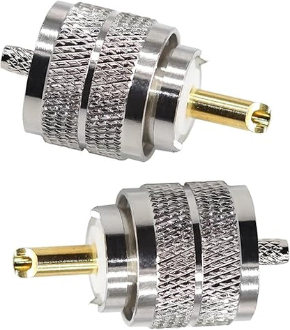 UHF Connector PL259 Male Plug Crimp Coax Adapter SO239 PL-259 Connector for RG316 RG179 Cable (Pack of 2)