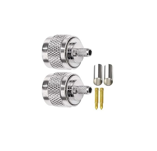 N Male Crimp Connector N Type Plug Adapter for RG58 and RG142 Low Loss High Frequency RF Coaxial Connector (Pack of 2)