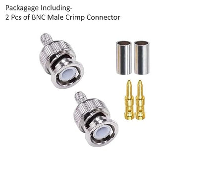 BNC Male Crimp Coaxial Adapter Connector for Cable RG58 -Pack -2