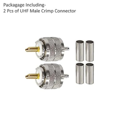 UHF Connector PL259 Male Plug Crimp Coax Adapter SO239 PL-259 Connector for RG316 RG179 Cable (Pack of 2)