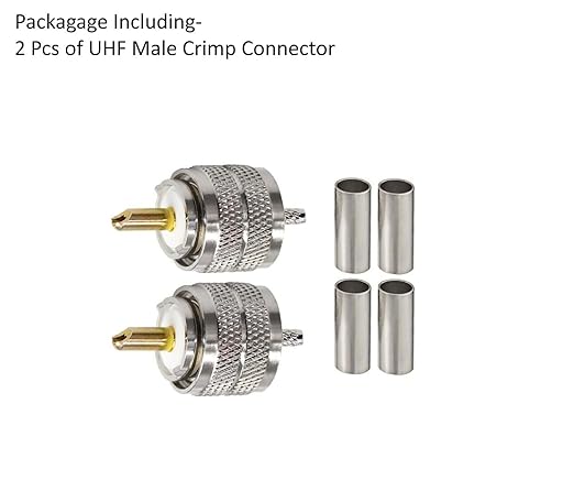 UHF Connector PL259 Male Plug Crimp Coax Adapter SO239 PL-259 Connector for RG316 RG179 Cable (Pack of 2)