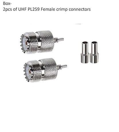 UHF Crimp On Connectors SO239 PL259 Female Jack Crimp Coax Adapter PL-259 Connector for RG316 RG179 Cable (Pack of 2)