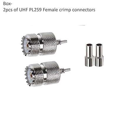 UHF Crimp On Connectors SO239 PL259 Female Jack Crimp Coax Adapter PL-259 Connector for RG316 RG179 Cable (Pack of 2)