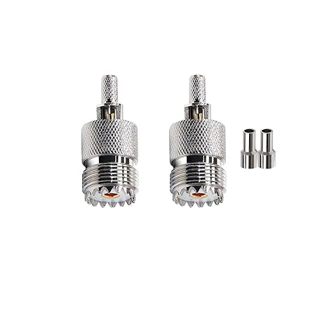 UHF Crimp Connectors SO239 PL259 Female Jack Crimp Coax Adapter PL-259 Connector for RG58 RG142 Cable (Pack of 2)