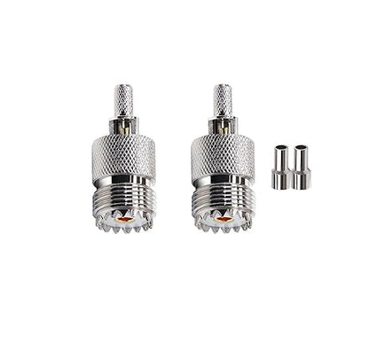 UHF Crimp Connectors SO239 PL259 Female Jack Crimp Coax Adapter PL-259 Connector for RG58 RG142 Cable (Pack of 2)