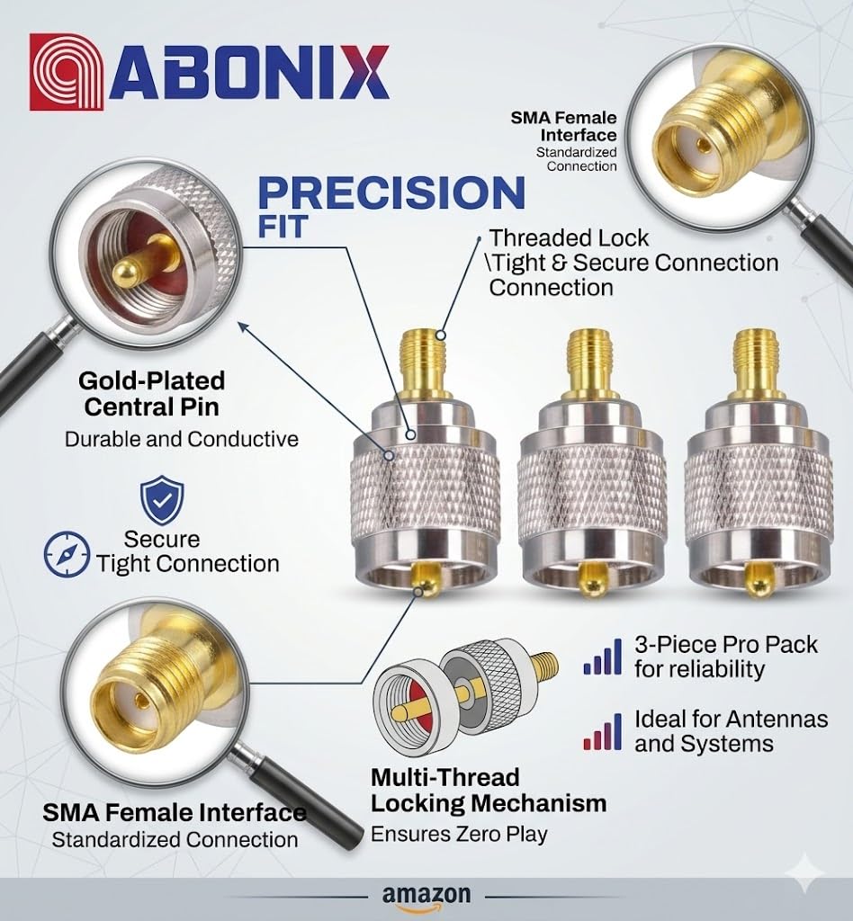 UHF Male to SMA Female Coax Adapter - Pack - 2