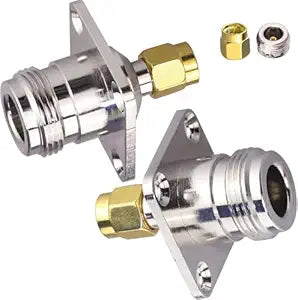 N Female to SMA Male 4 Holes Flange Panel Connector Adapter (Pack of 2)