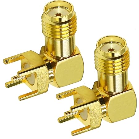 SMA Female Right Angle Adapter – 90 Degree Coaxial PCB Mount Connector (Pack of 2)