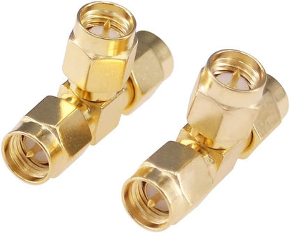 SMA Tee Splitter 2-Way, SMA Male to Dual Male Splitter Antenna Adapter Converter - Pack - 2