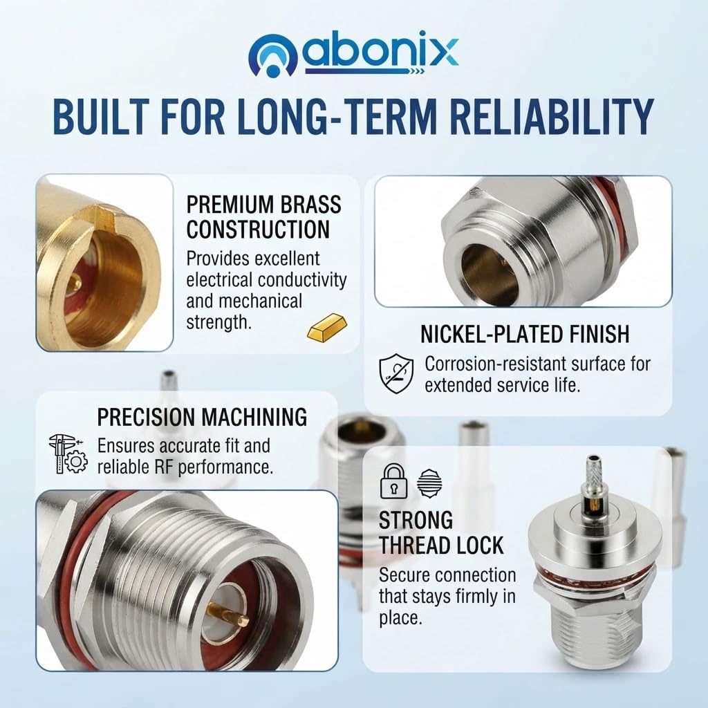 ABONIX N Female Bulkhead Crimp Connector for RG-316/RG-174 Pack- 5
