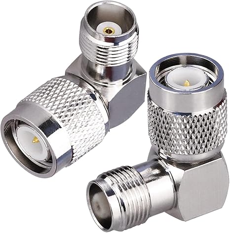 TNC Male to TNC Female Right Angle Connector 90 Degree Coax Adapter (Pack of 2)