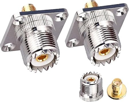 Uhf Female To Sma Female 4 Hole Flange Panel Chassis Mount Rf Coax Adapter Pack Of 2
