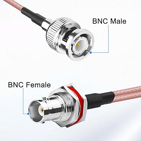 RG316 BNC Splitter Coax Cable BNC Female to Dual Male Y Splitter 1 Feet (12 Inch) Coaxial Connector Extension Cable (Pack of 1)