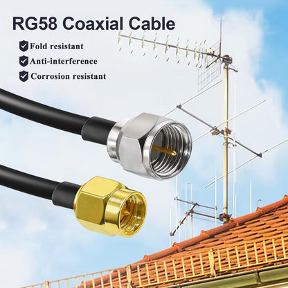 F Type Male Plug to SMA Male RG58 49.2ft(15M) Extension Cable (Pack of 1)