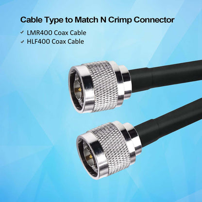 N Male Crimp Connector for Cable HLF-400 and LMR-400 (Pack of 10)