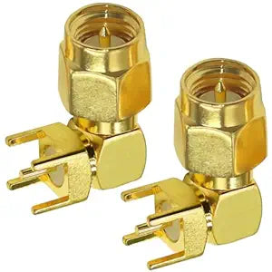 SMA Male Right Angle 90 Degree Coaxial PCB Mount Adapter (Pack of 2)