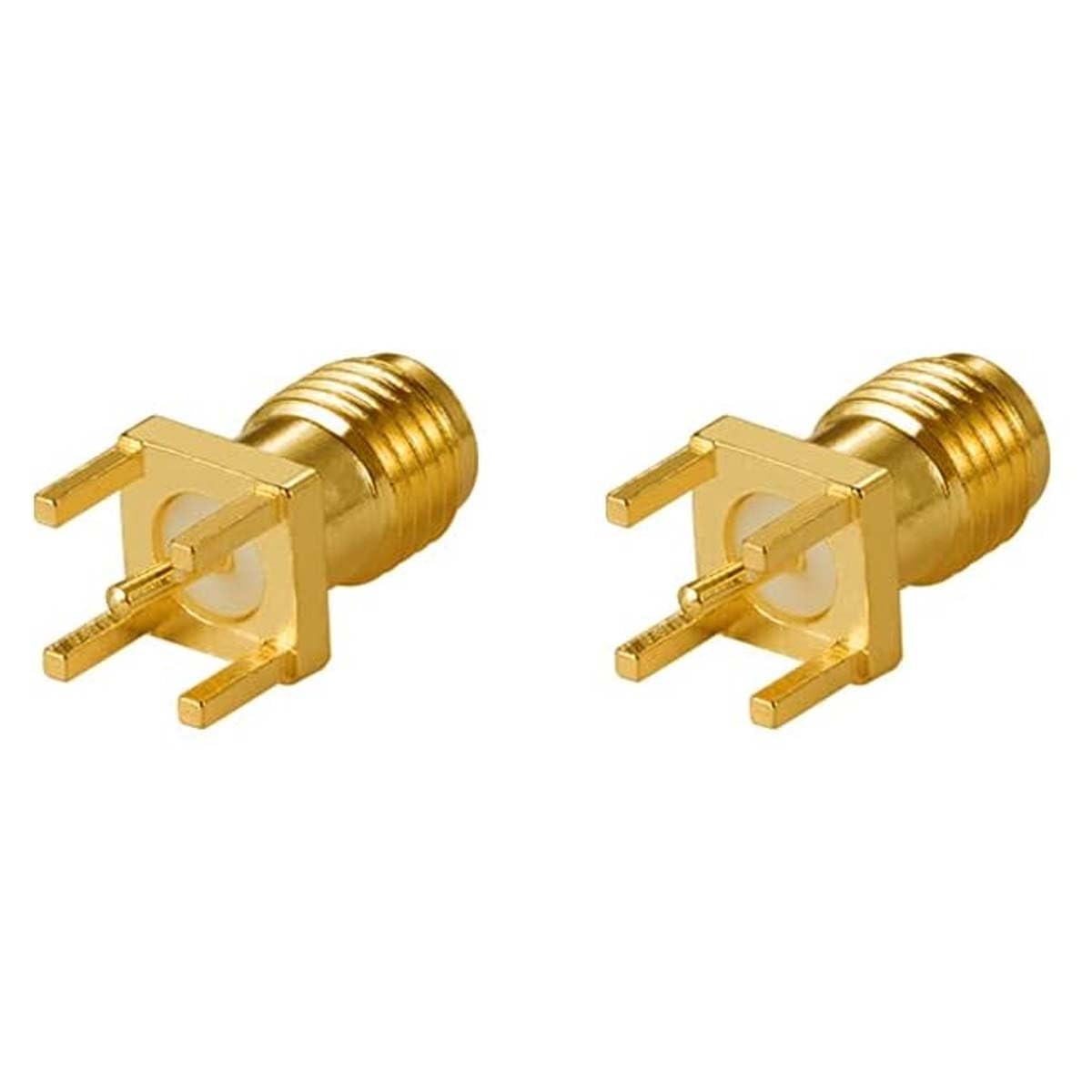 ABONIX SMA Female Straight PCB Mount RF Connector, Gold Plated 50 Ohm, Pack of 2