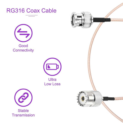 ABONIX RG316 BNC Male to UHF Female RF Coaxial Cable 3FT (1 M) ,Pack- 1