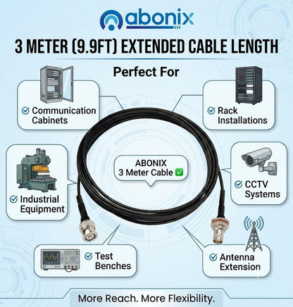 ABONIX BNC Male to BNC Female Bulkhead Cable 3M (9.9FT), RG174 50 Ohm