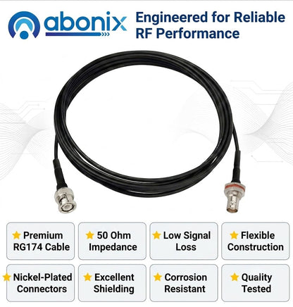 ABONIX BNC Male to BNC Female Bulkhead Cable 3M (9.9FT), RG174 50 Ohm