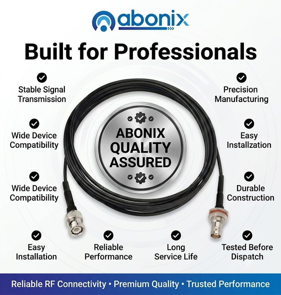 ABONIX BNC Male to BNC Female Bulkhead Cable 3M (9.9FT), RG174 50 Ohm