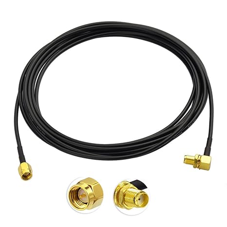 SMA Male to SMA Female Right Angle Low Loss RG174 RF Coaxial Cable 3 Meter (9.8FT) -Pack -1
