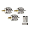UHF Connector PL259 Male Plug Crimp Coax Adapter  -Pack -3