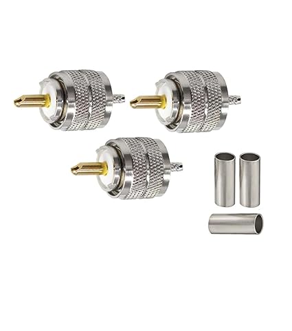 UHF Connector PL259 Male Plug Crimp Coax Adapter  (Pack of 3)
