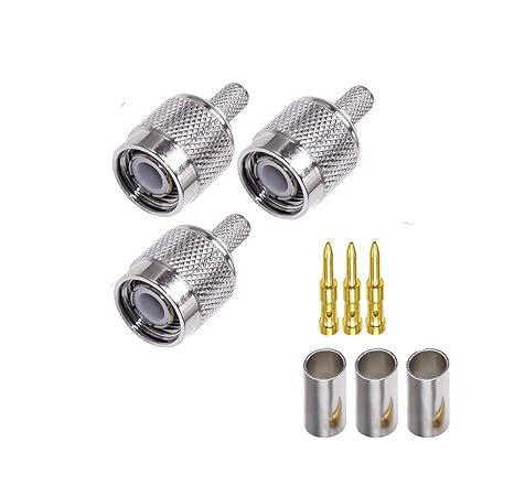 TNC Male Crimp Coaxial Connector Adapter for RG58 Cable – RF Antenna Fitting (Pack of 3)