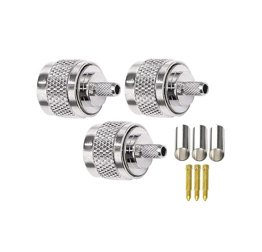 N Male Crimp Connector N Type Plug Adapter for RG58 and RG142 Low Loss High Frequency RF Coaxial Connector (Pack of 3)