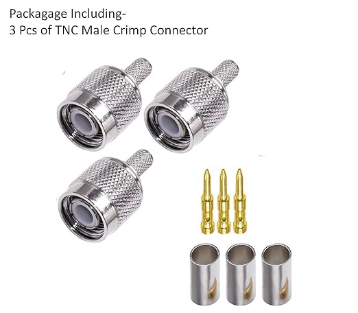TNC Male Crimp Coaxial Connector Adapter for RG58 Cable – RF Antenna Fitting (Pack of 3)
