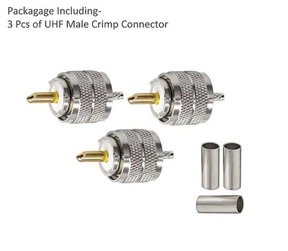 UHF Connector PL259 Male Plug Crimp Coax Adapter  (Pack of 3)