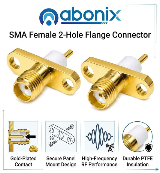 ABONIX SMA Female 2-Hole Flange Panel Mount RF Connector- Pack- 3