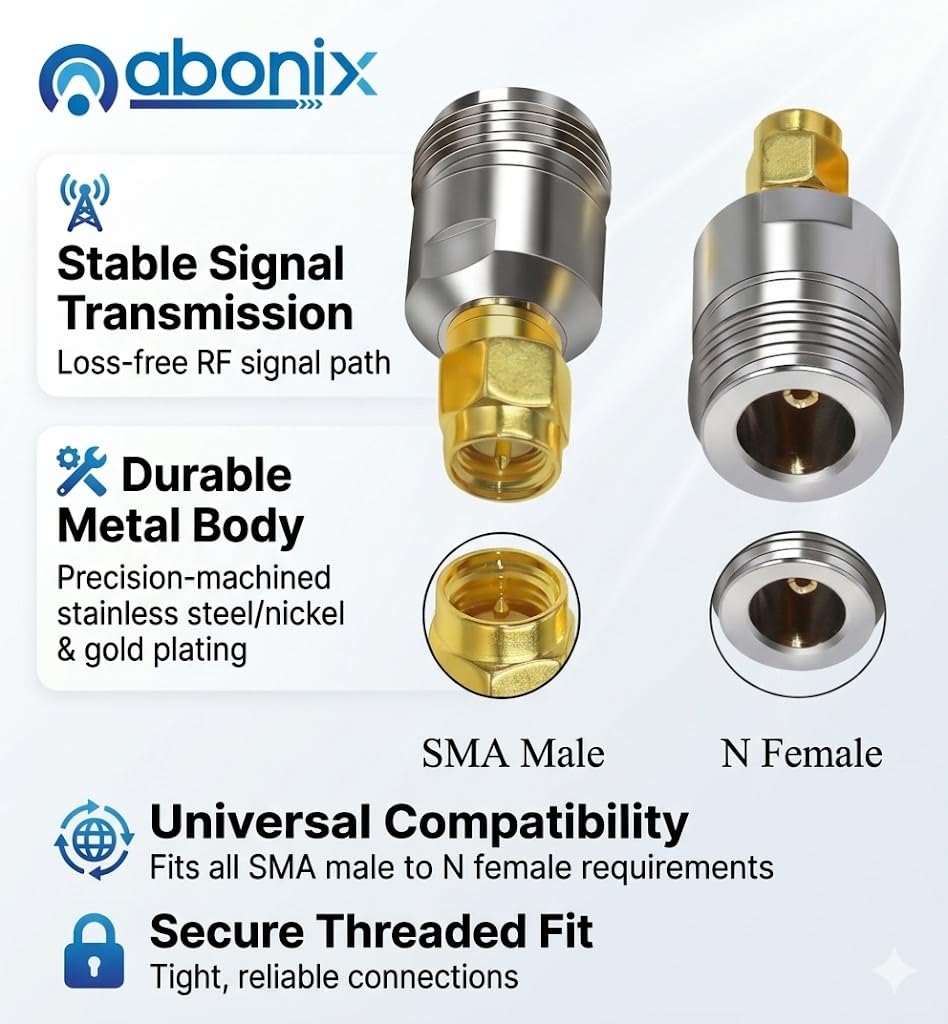 ABONIX SMA Male to N Female RF Coaxial Adapter Connector- Pack- 3