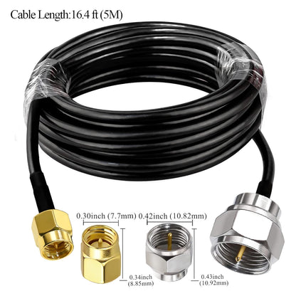 F Type Male Plug to SMA Male RG58 6.6ft(2M) Extension Cable (Pack of 1)