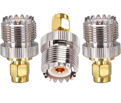 SMA Male to UHF Female (PL-259) Coax Adapter - Pack - 3