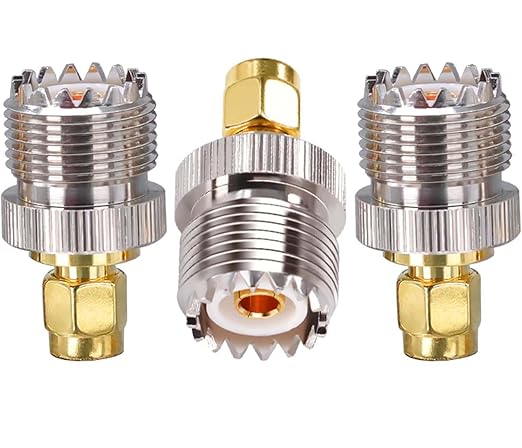 SMA Male to UHF Female (PL-259) Coax Connector (Pack of 3)