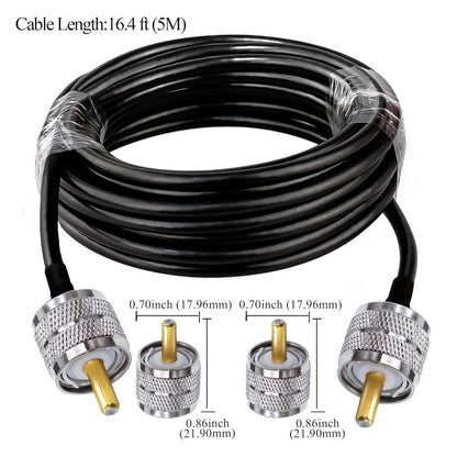 Jumber Cable UHF Male to Male Extension Cable 16.4ft(5M) Low Loss RG58 RF Black Coaxial Cable - Pack - 1