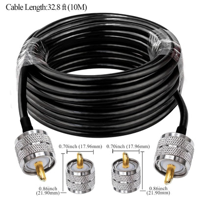 RG58 UHF Male to SMA Male Coaxial Jumper Cable 10 M (32.8 ft) Low Loss Extension Cable (Pack of 1)