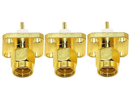 SMA Male 4-Hole Panel Mount Solder Post Plug Jack Connector (Pack of 3)