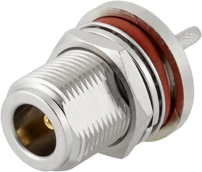 ABONIX N Female Bulkhead Crimp Connector for RG316/RG174 Pack- 2