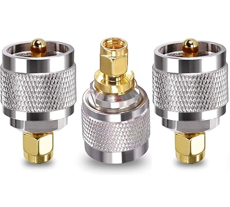 UHF Male to SMA Male Coaxial Connector Low Loss Coax Adapter (Pack of 3)